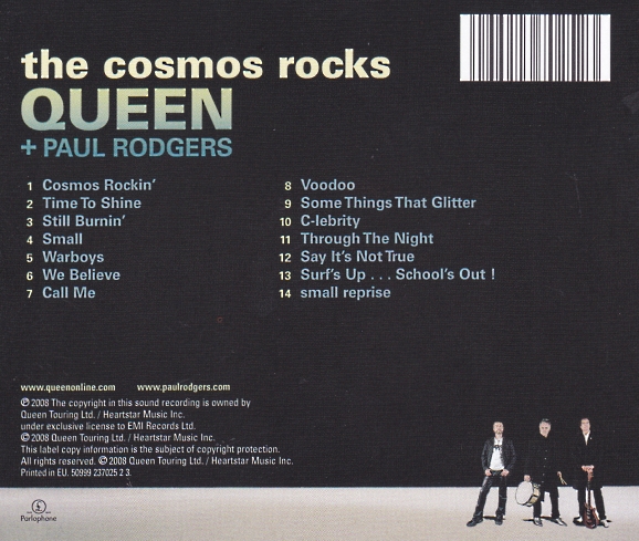 Queen And Paul Rodgers  The Cosmos Rocks : Back + Inlay
